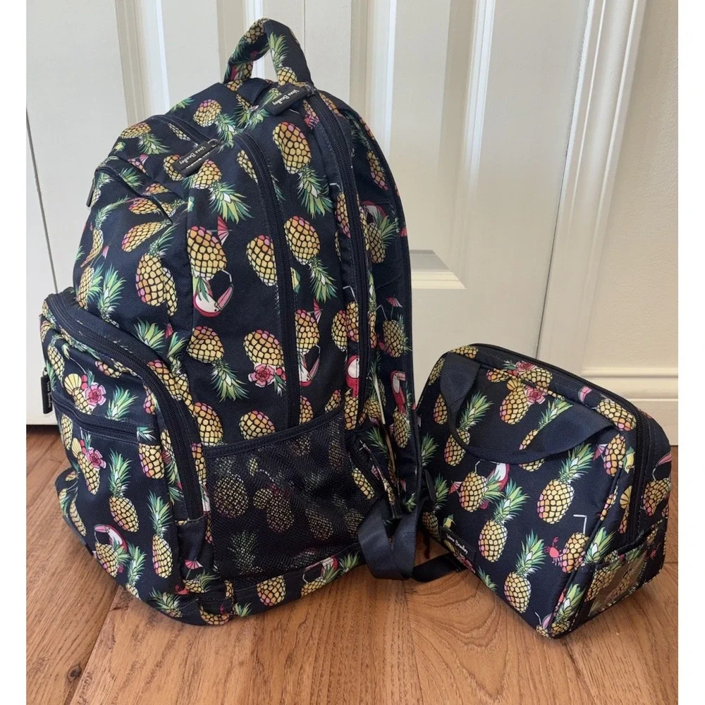 Vera Bradley Toucan Party Large Backpack With Lunch Pack Nylon Approx 19x13x8